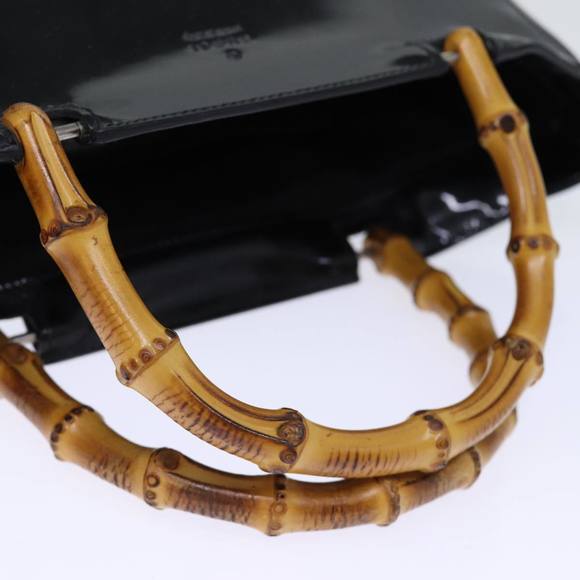 GUCCI Bamboo Hand Bag Enamel Black 93152 212792 Auth ep4078 - Picture 7 of 16